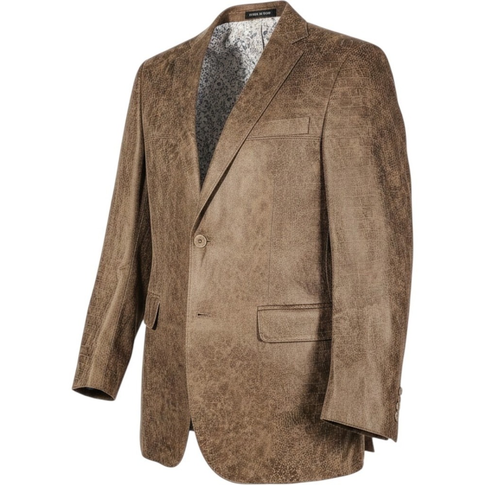 Renoir Blazer Mens 36 Brown Faux Leather Croc Print Party Styled Italy